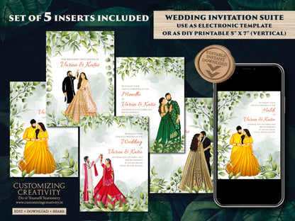Indian Wedding Invitations & Indian wedding cards, Indian invitations as Indian Wedding invite, Hindu wedding cards as Hindu Wedding invites