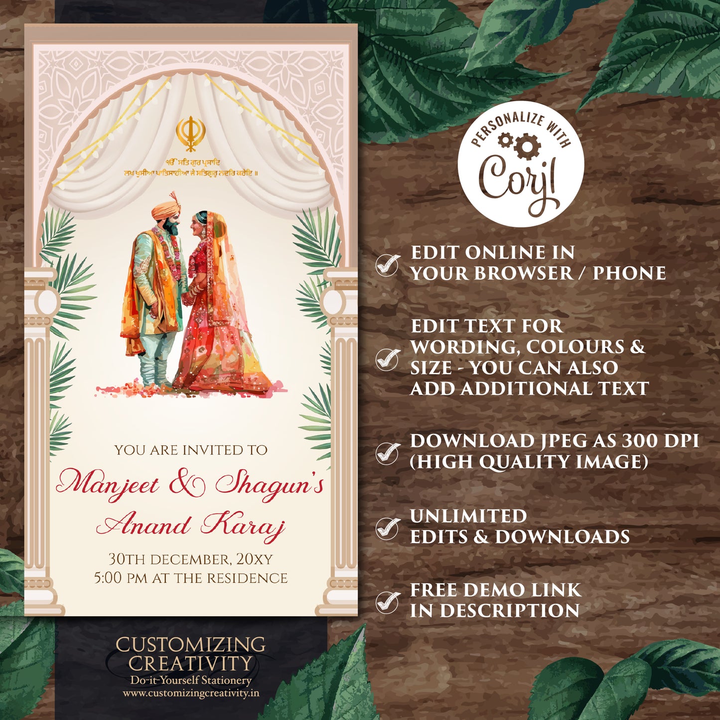 Sikh wedding invites Digital Punjabi invitations, Anand Karaj invitation & Sikh invites, Anand Karaj invitations Digital Sikh Wedding cards