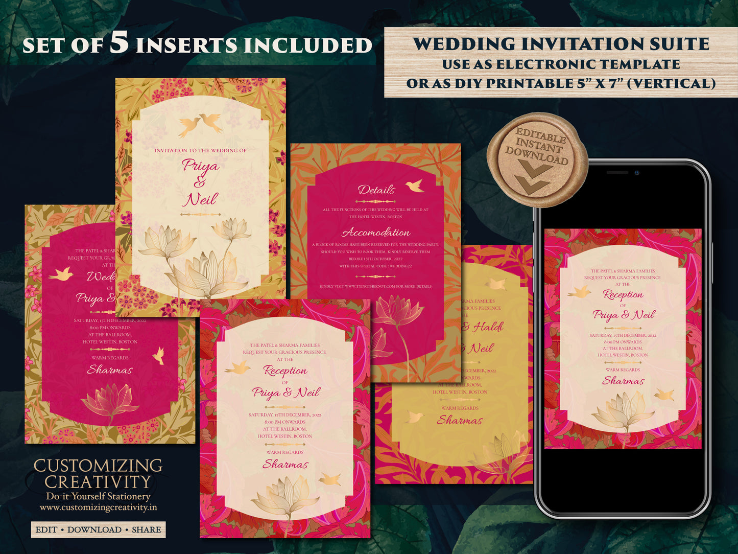 Hindu wedding card & Hindu Invites Digital, Hindu Wedding invites Indian as Indian Wedding cards Desi invites, Indian wedding invitations