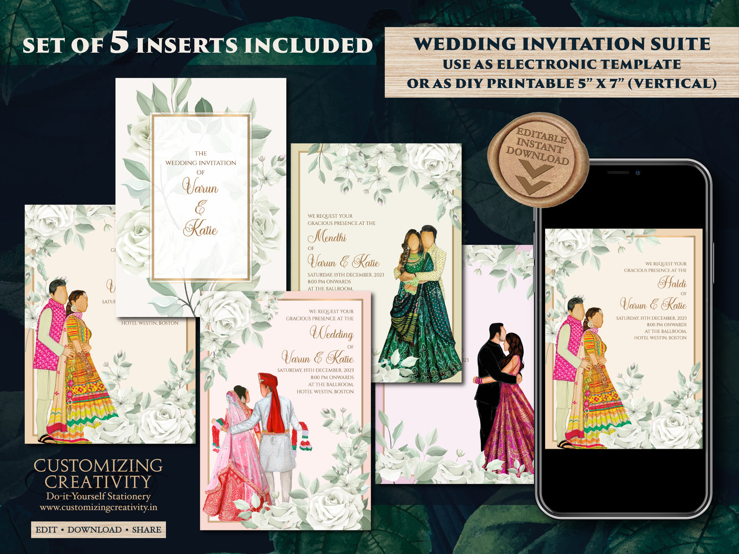 Indian wedding card as Indian Wedding invite, Indian wedding invitation Wedding invite Indian, Hindu invitation & Hindu Wedding Invitation