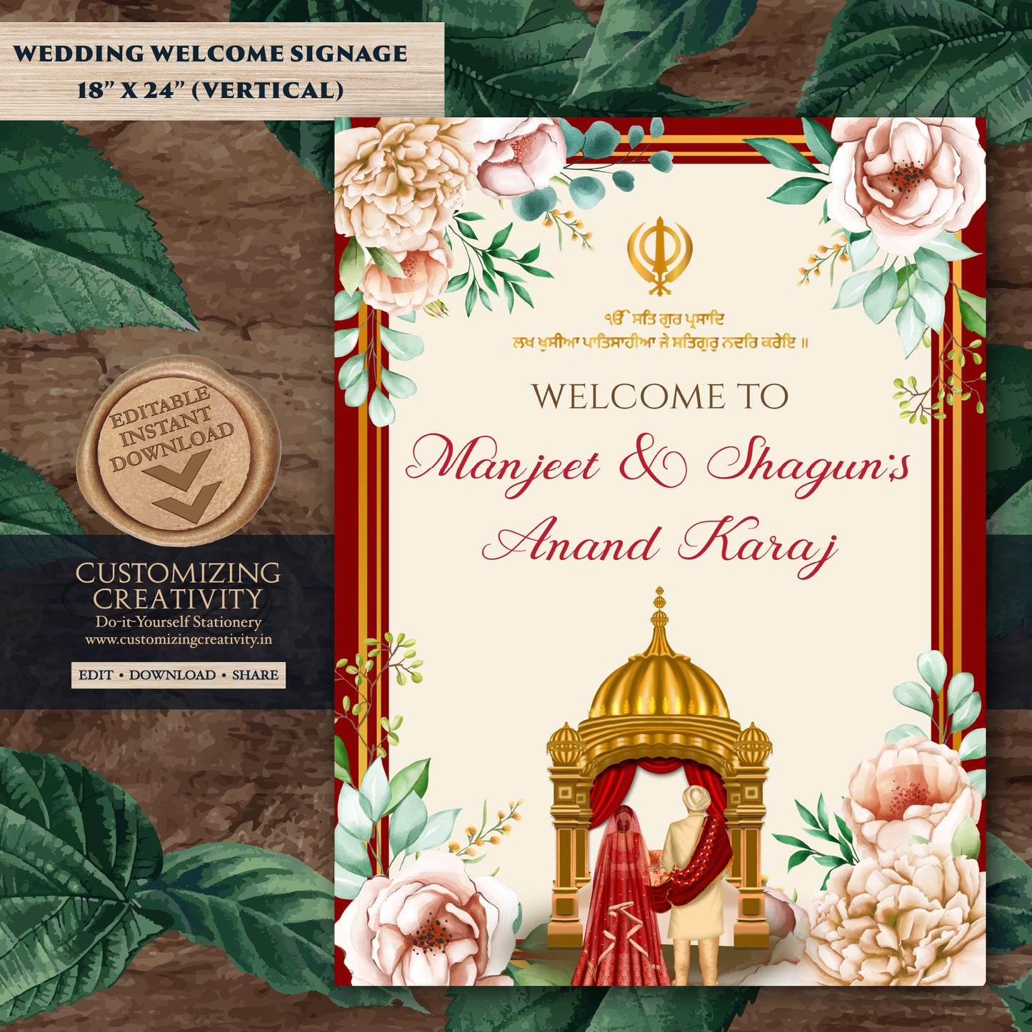 Anand Karaj Signs Punjabi Wedding Welcome Signs, Sikh Wedding Signs & Punjabi Wedding Signs, Anand Karaj welcome signs as Sikh Welcome signs