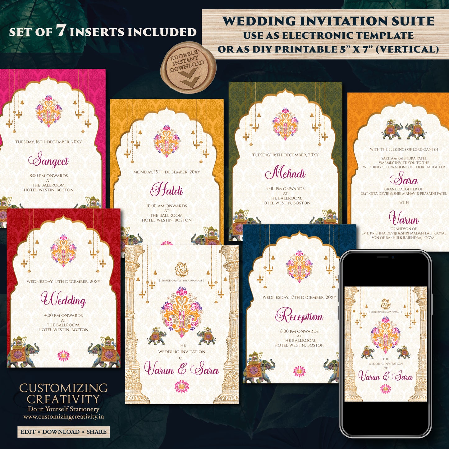 Digital Hindu Wedding card Indian Wedding invitation, Indian wedding invite & Gujarati Kankotri, Hindu invitation as Hindu wedding invite