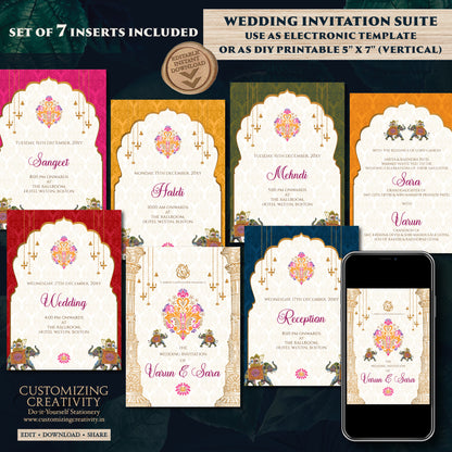 Digital Hindu Wedding card Indian Wedding invitation, Indian wedding invite & Gujarati Kankotri, Hindu invitation as Hindu wedding invite