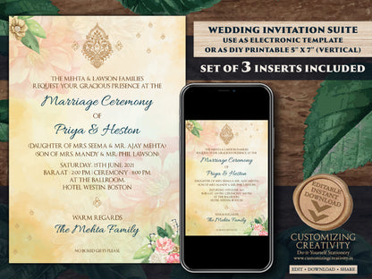 Sikh Wedding invitations as Punjabi Wedding invitations, Digital Punjabi Invites Electronic Indian & Anand Karaj Ceremony Gurudwara invites
