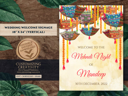 Indian decor sign Mendhi & Mendhi Welcome signs, Desi Wedding decorations Indian as Mehndi Welcome board, Mehndi Signs Umbrella Desi decor