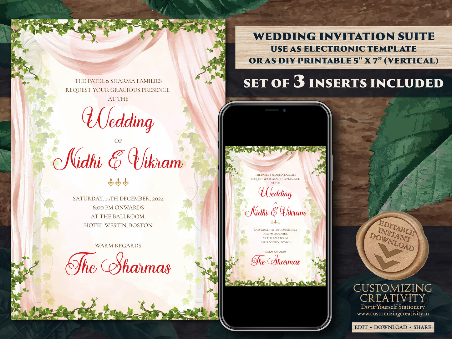 Indian Wedding invite & Indian invitations, Wedding invite Indian as Indian wedding card, Hindu wedding invitation as Hindu Wedding card