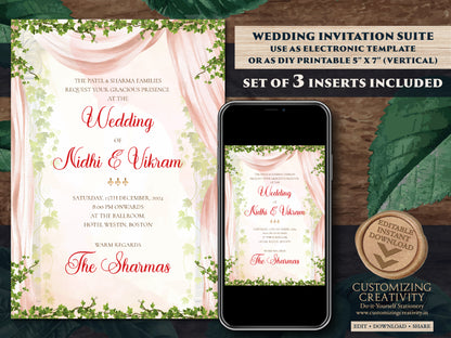 Indian Wedding invite & Indian invitations, Wedding invite Indian as Indian wedding card, Hindu wedding invitation as Hindu Wedding card