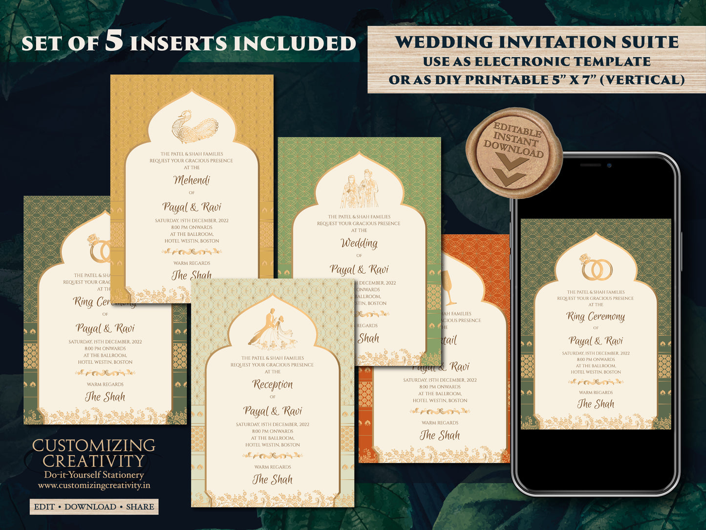 Indian invitations Hindu Wedding card Indian, Indian Wedding Digital Invite as Indian Wedding invitation card Hindu & Indian invite template