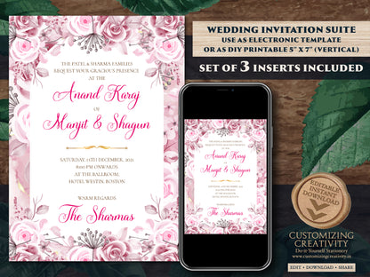 Anand Karaj invites & Sikh Wedding Invite, Punjabi Wedding invite as Sikh invitations, Punjabi wedding card as Sikh wedding card Indian