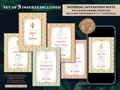 Sikh Wedding cards as Indian Wedding invitations Pastel, Anand Karaj Wedding cards Sikh & Sikh invitations Indian, Anand Karaj invite Indian