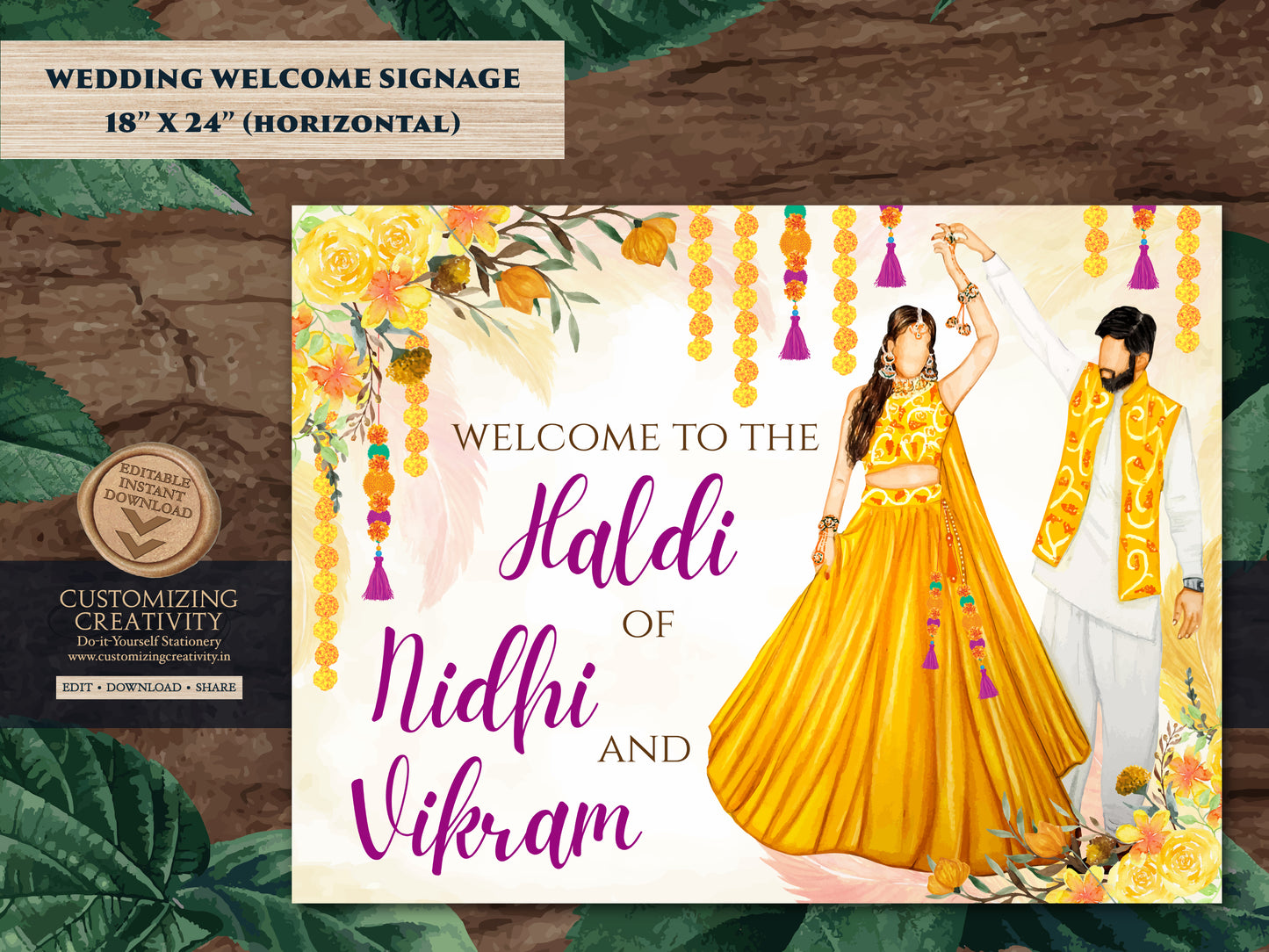 Welcome to Haldi Signs as Haldi Welcome Signs, Couple Haldi signages & Pithi signages, Haldi decoration as Haldi decor sign, Holud signages