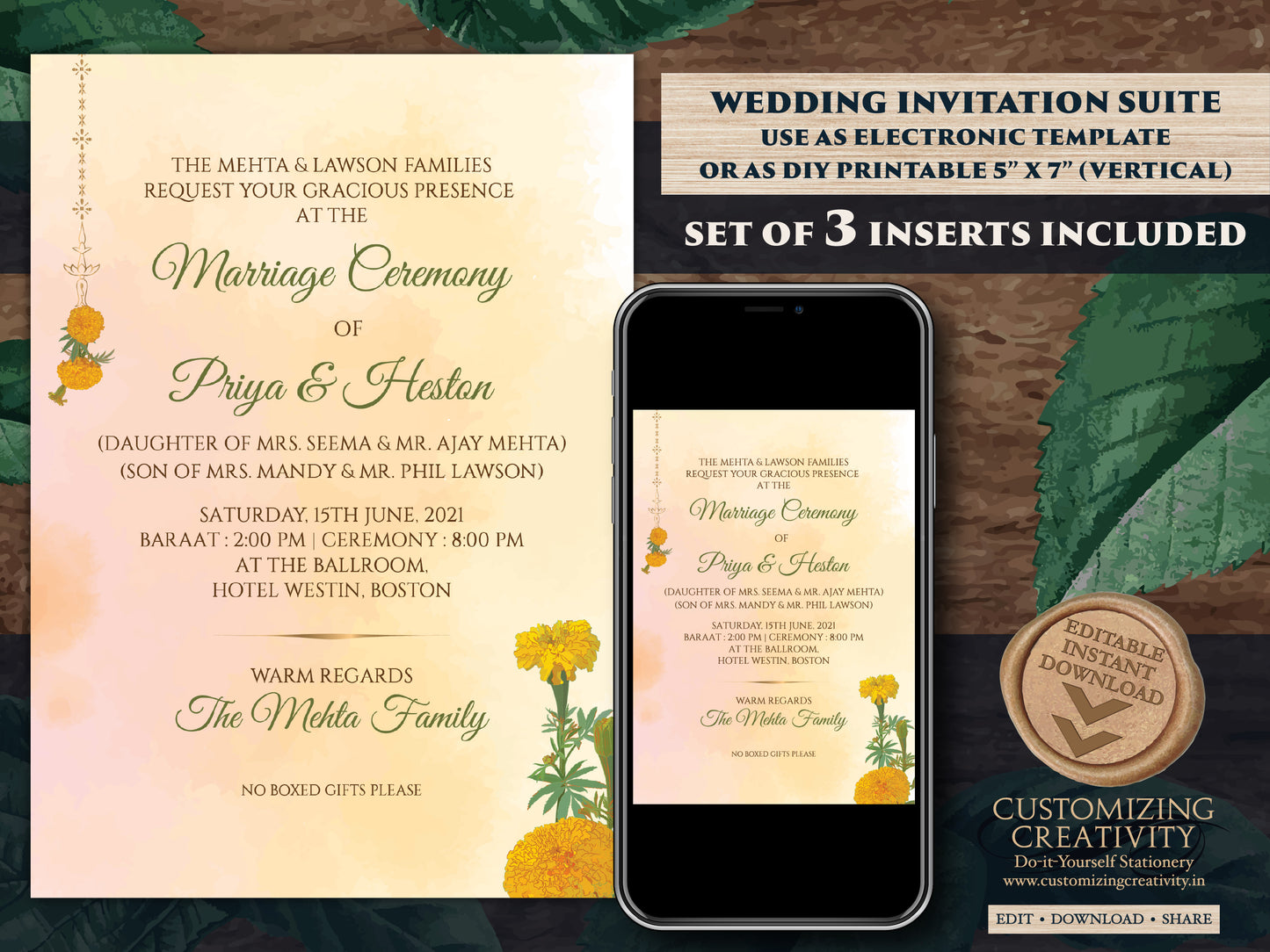 Marigold invites Wedding as Indian invitations Marigold, Orange Wedding card & Shaadi card Hindu, Hindu invitations Marigold Indian Wedding