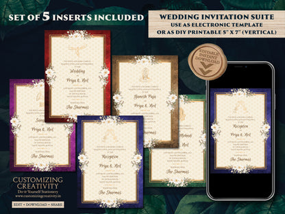 Indian invitation Digital wedding card & Indian Invite, Gujarati Wedding invites as Hindu Wedding card Gujrati, Gujarati kankotri invitation