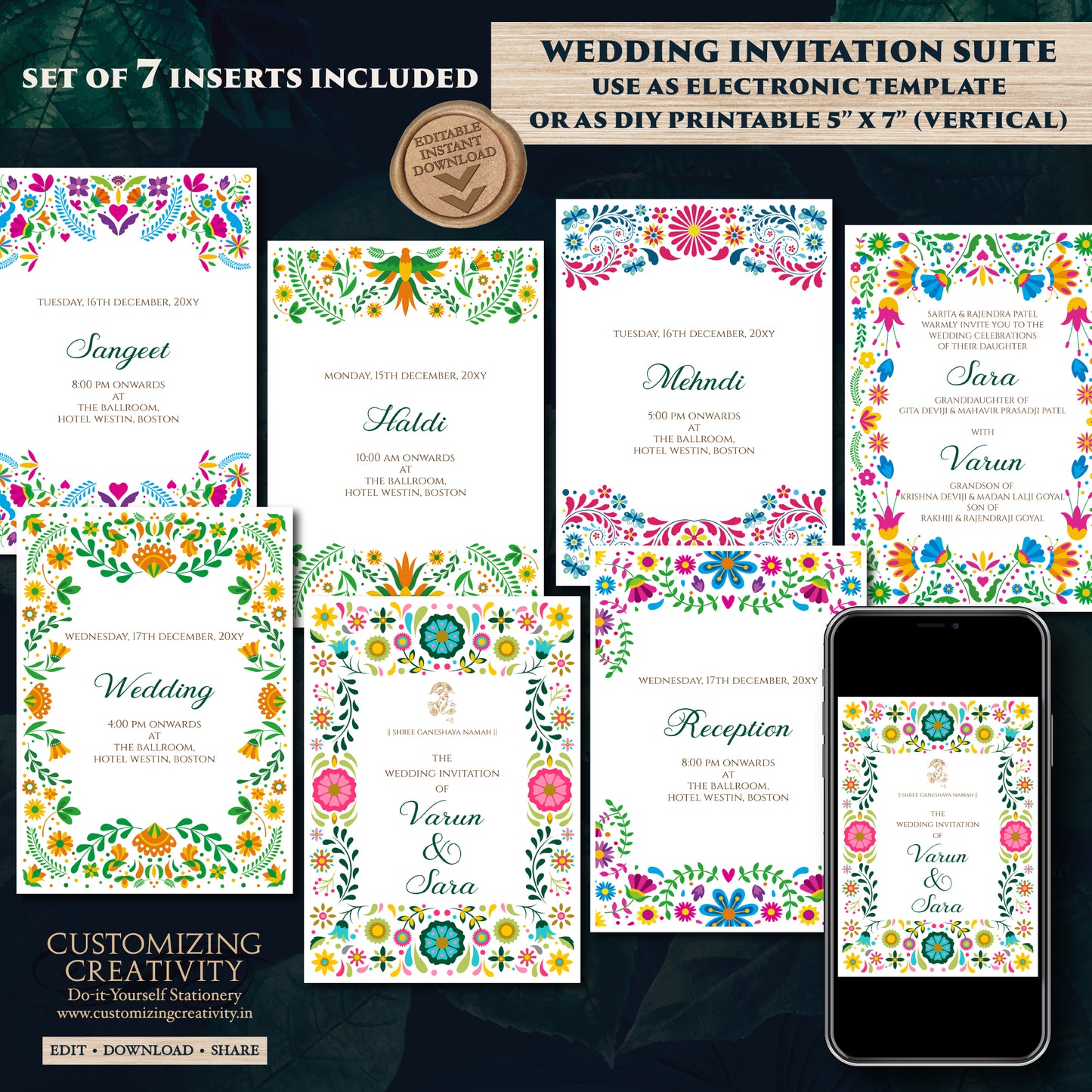 Indian wedding invite Gujarati Kankotri, Digital Hindu Wedding card & Indian Wedding invitation, Hindu invitation as Hindu wedding invite