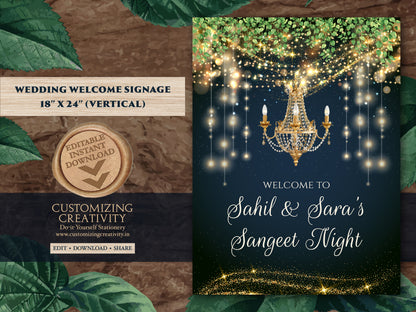 Sangeet Welcome Sign & Sangeet Decor, Sangeet Sign as Indian Wedding Poster Sangeet Night Sign, Sangeet Welcome board as Indian Wedding Sign