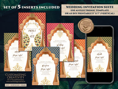 Peacock Invitations as Wedding cards Indian, Hindu Wedding invites Peacock & Hindu invitation electronic Indian digital wedding card Peacock