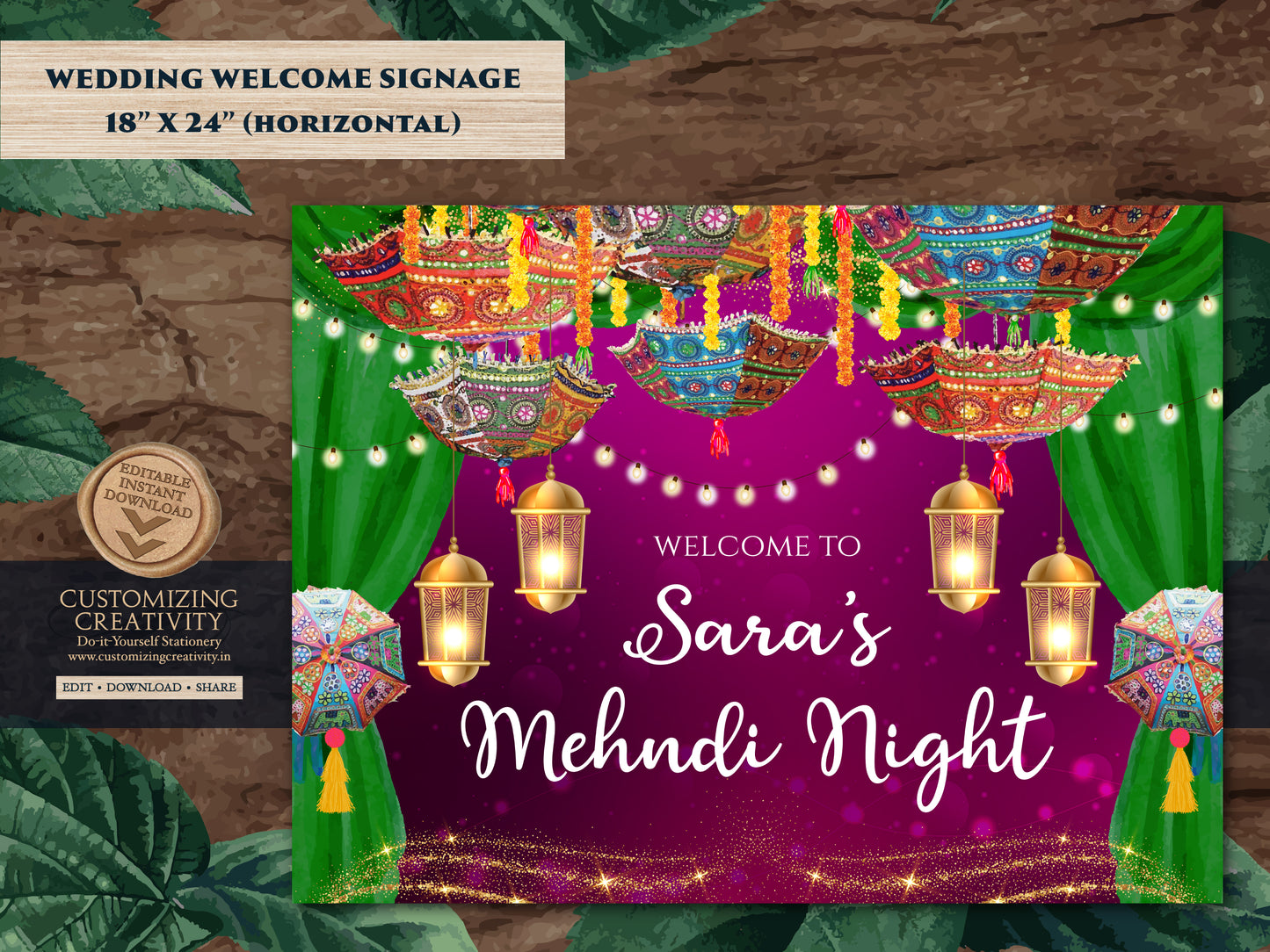 Indian Wedding Decor & Mehendi Welcome Signs, Mehndi Welcome Signs as Umbrella Mehndi Signs, Mehndi decor as Mendhi Signs, Mehndi Signboards