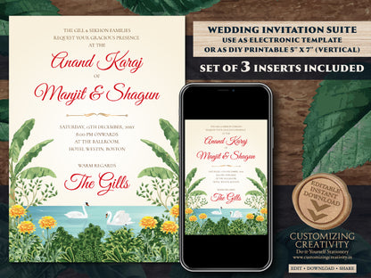 Sikh Wedding invitation Punjabi wedding card, Sikh wedding card & Punjabi Wedding invitation, Indian wedding invitation Sikh wedding invite