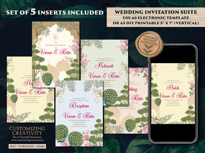 Indian wedding invitation Digital Hindu Wedding card, Indian wedding card as Indian Wedding invite, Hindu invitation as Hindu wedding invite