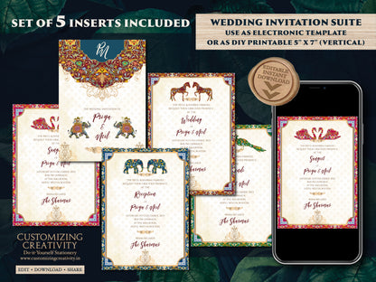 Indian Wedding Invitations as Elephant Invitation Indian, Peacock invitations Wedding as Indian invitations Hindu wedding, Digital Invites