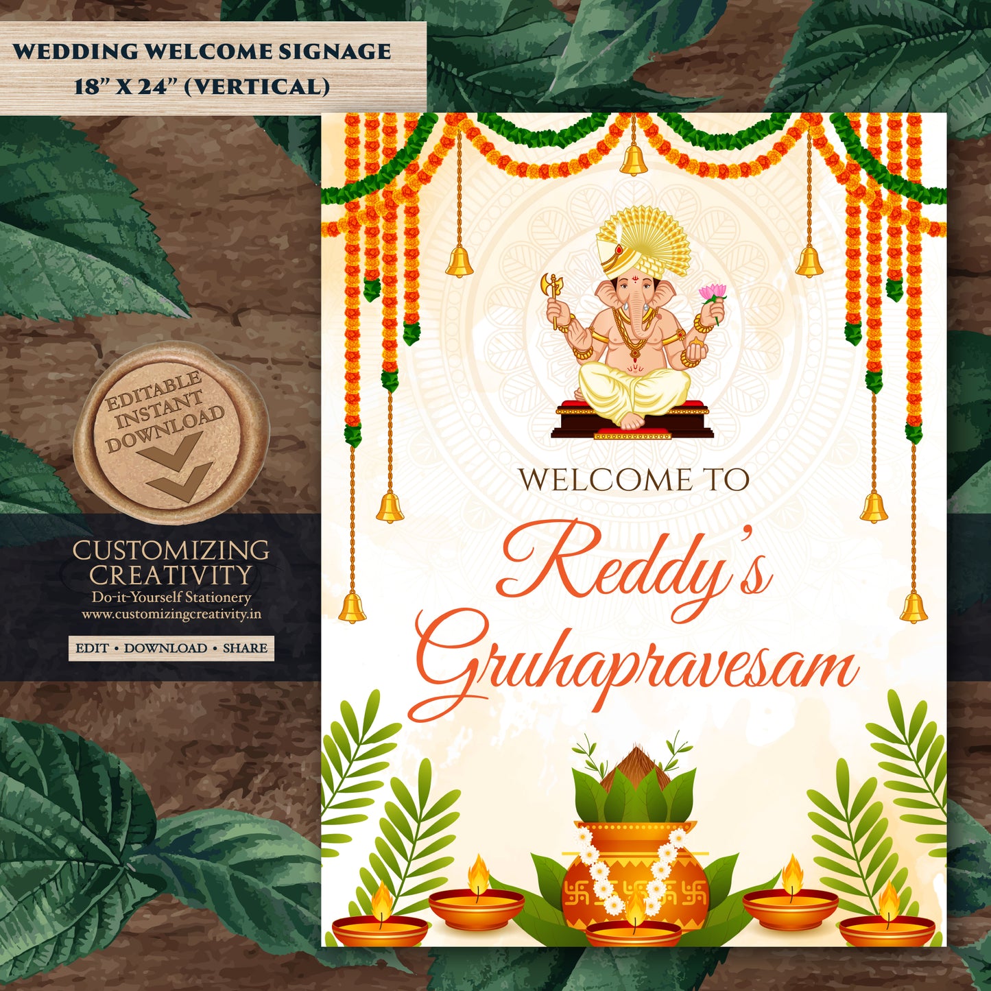 Gruhapravesham Welcome sign Indian Housewarming welcome, Grihapravesh Welcome sign & Gruhapravesam signs, Indian Housewarming welcome boards