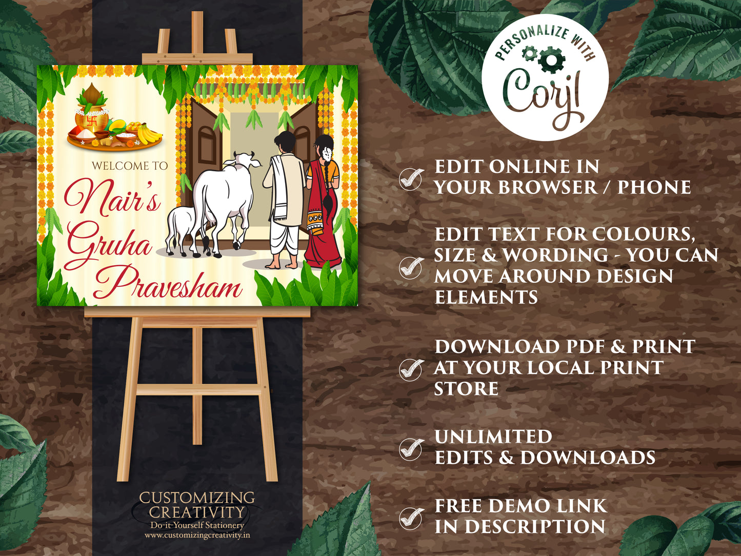 Gruhapravesham welcome sign Indian Housewarming sign, Grihapravesh welcome sign as Indian housewarming welcome board as Housewarming poster