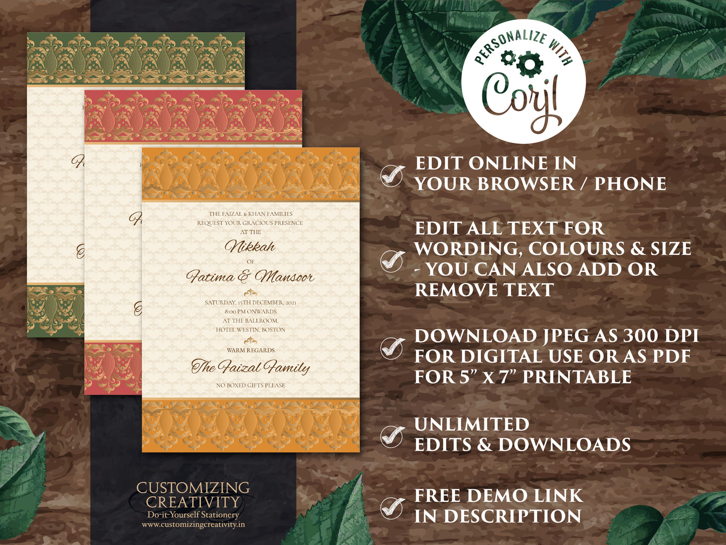 Moroccan invite as Muslim invitation digital, Muslim Wedding invitation & Arabic Wedding Card, Nikkah invite Digital, Mehndi invitations DIY