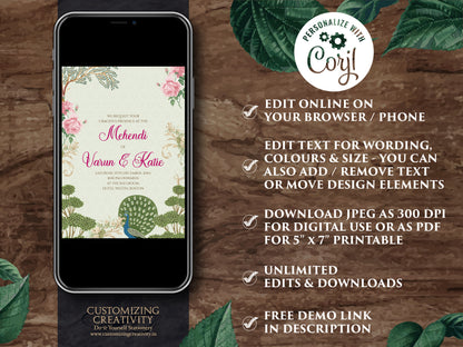 Indian wedding invitation Digital Hindu Wedding card, Indian wedding card as Indian Wedding invite, Hindu invitation as Hindu wedding invite