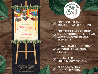 Indian decor sign Mendhi & Mendhi Welcome signs, Desi Wedding decorations Indian as Mehndi Welcome board, Mehndi Signs Umbrella Desi decor