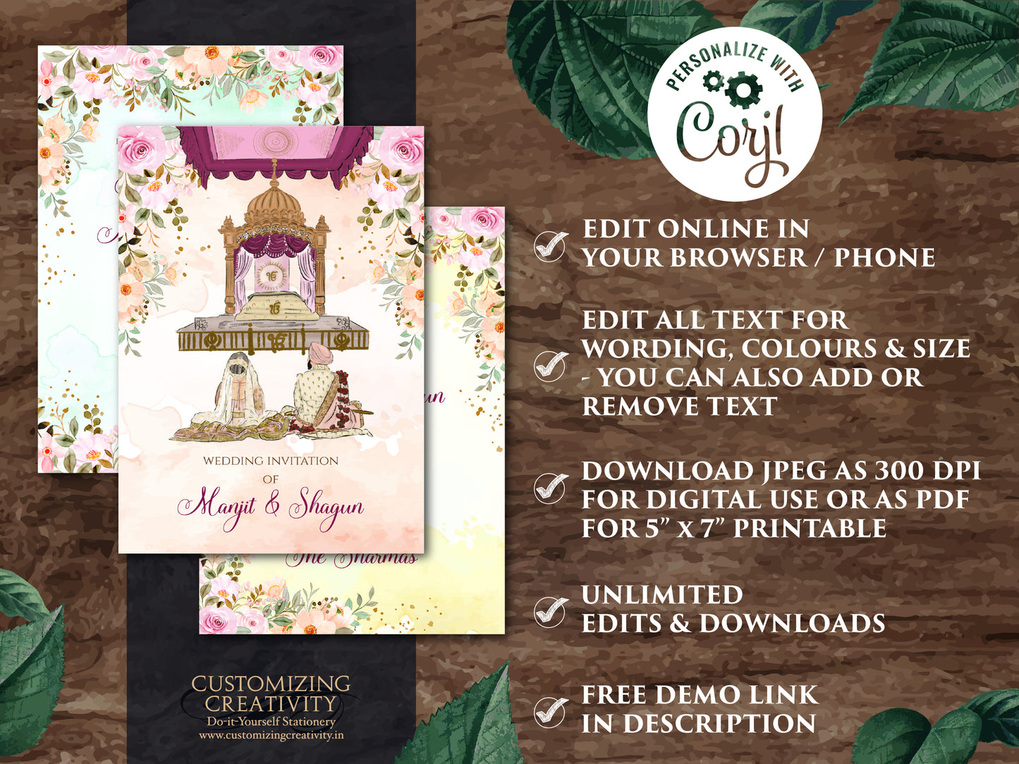 Anand Karaj cards & Sikh invitations, Anand Karaj invites as Punjabi invitations, Sikh Invites as Punjabi invites, Anand Karaj invitations