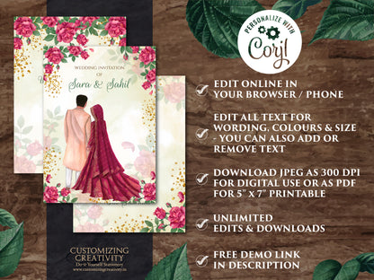 Hindu invitation & Hindu Wedding Invitation, Indian wedding card as Indian Wedding invite, Indian wedding invitation Wedding invite Indian