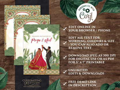 Indian wedding invitation Hindu Wedding invite, Digital Indian cards Hindu Wedding cards, Hindu invitation & Hindu Wedding Invitation Indian