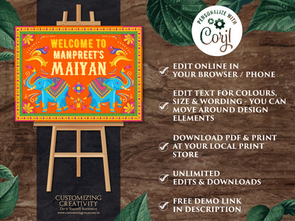 Maiyan Signs as Bollywood Poster Welcome sign Sikh, Lohri Welcome sign Party as Indian Truck Art, Punjabi Welcome sign & First Lohri Signage