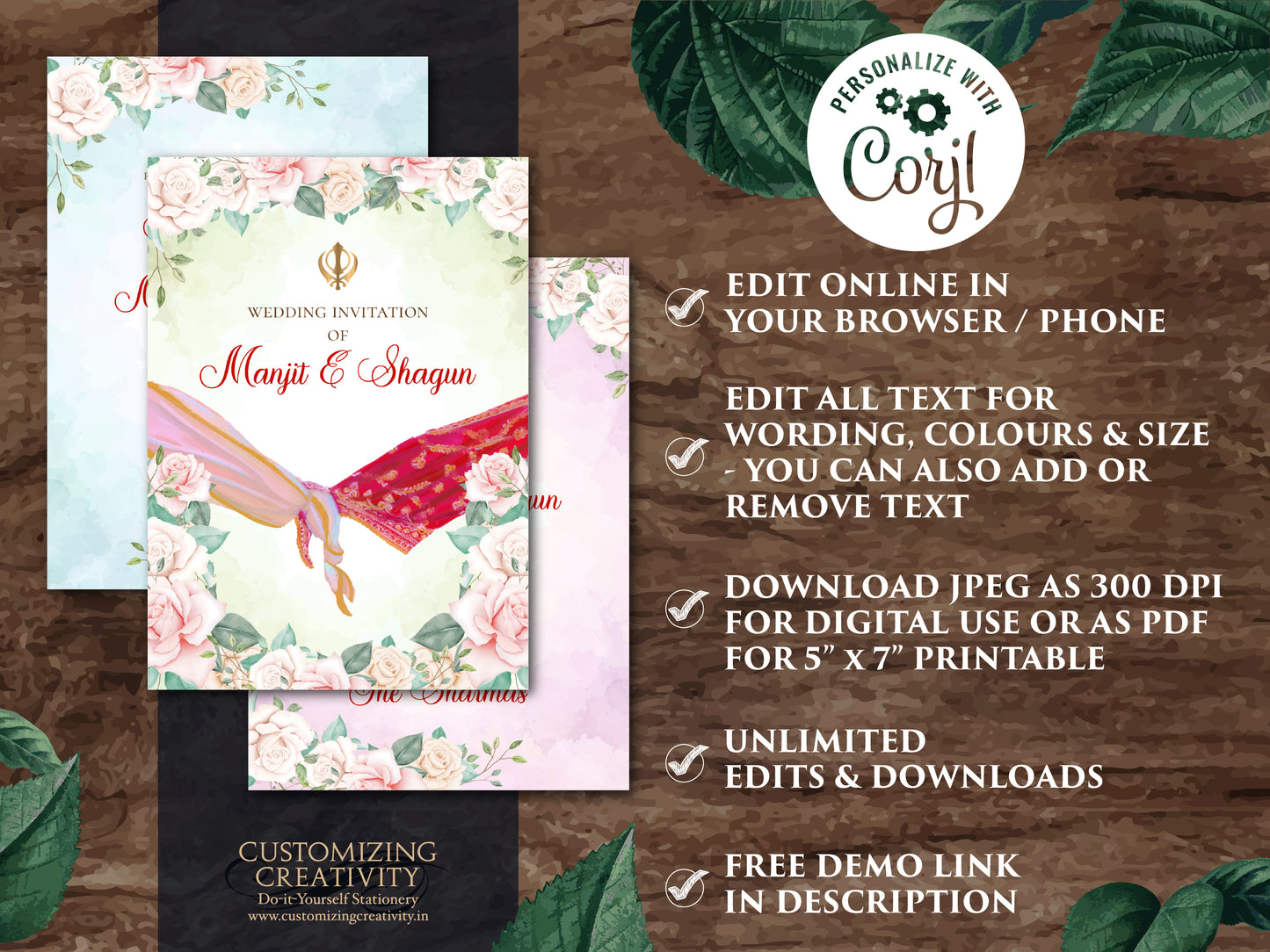 Punjabi wedding cards Sikh wedding invitations, Anand Karaj invitations as Sikh wedding cards & Punjabi invitations as Anand Karaj invites