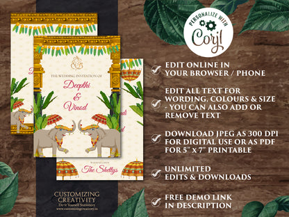 South Indian Wedding invites as Telugu Wedding invites, Telugu Wedding cards & Telugu wedding invitation, Tamil Wedding invitation Indian