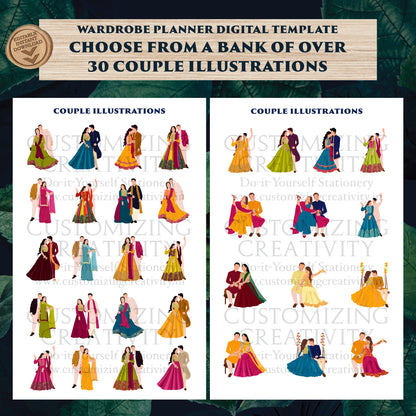 Indian Wedding Wardrobe Planner Hindu Wedding Program, Indian Wedding Program & Indian wedding itinerary as Digital Indian wedding Timeline