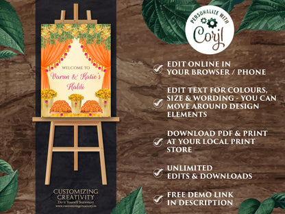 Wedding Haldi signs as Haldi decoration, Haldi posters as Welcome to Haldi Signs & Haldi Welcome Signs, Haldi decor signs as Pithi signs