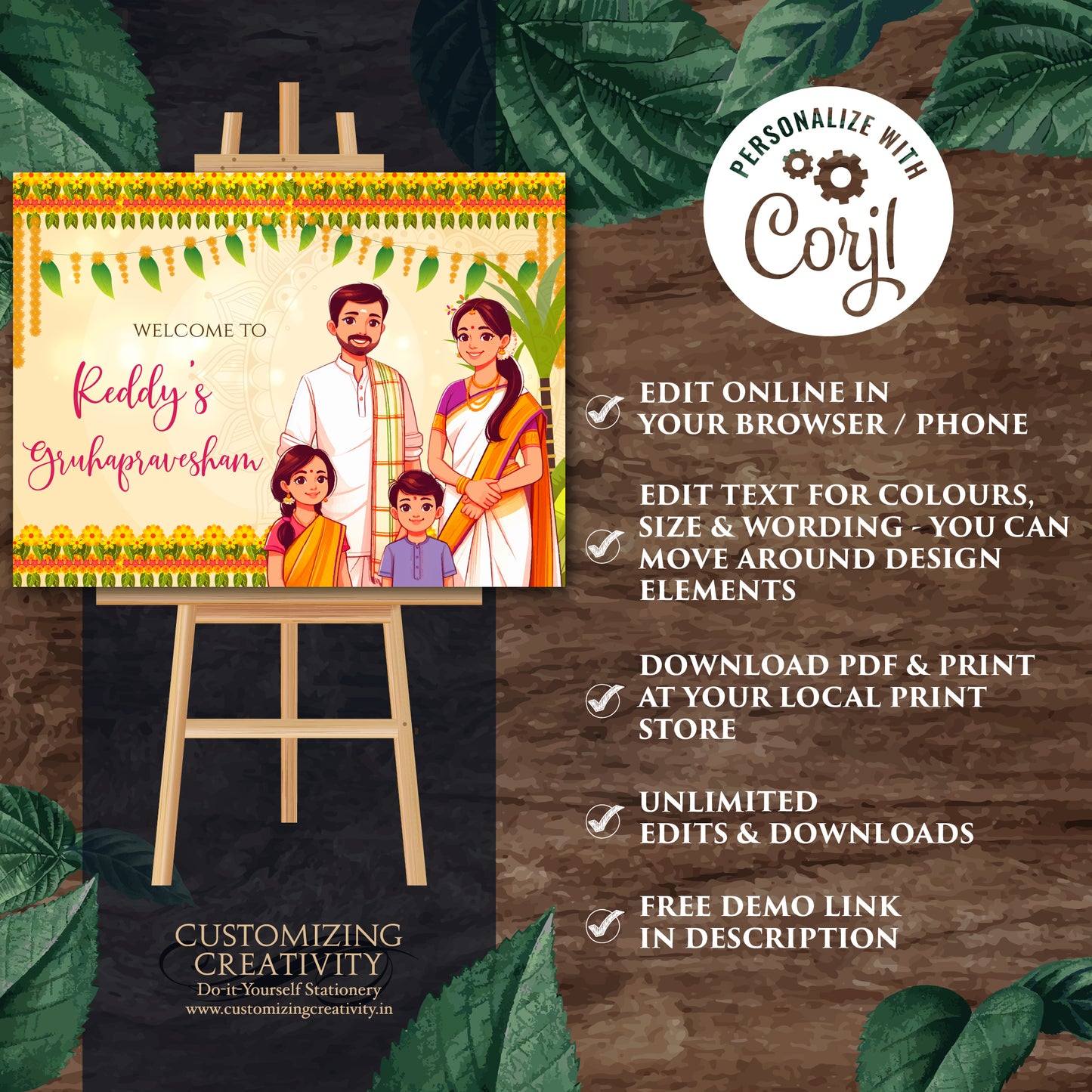 Gruhapravesam signs Indian Housewarming welcome signs, Gruhapravesam Welcome signs Indian Housewarming sign & Grihapravesh Welcome sign