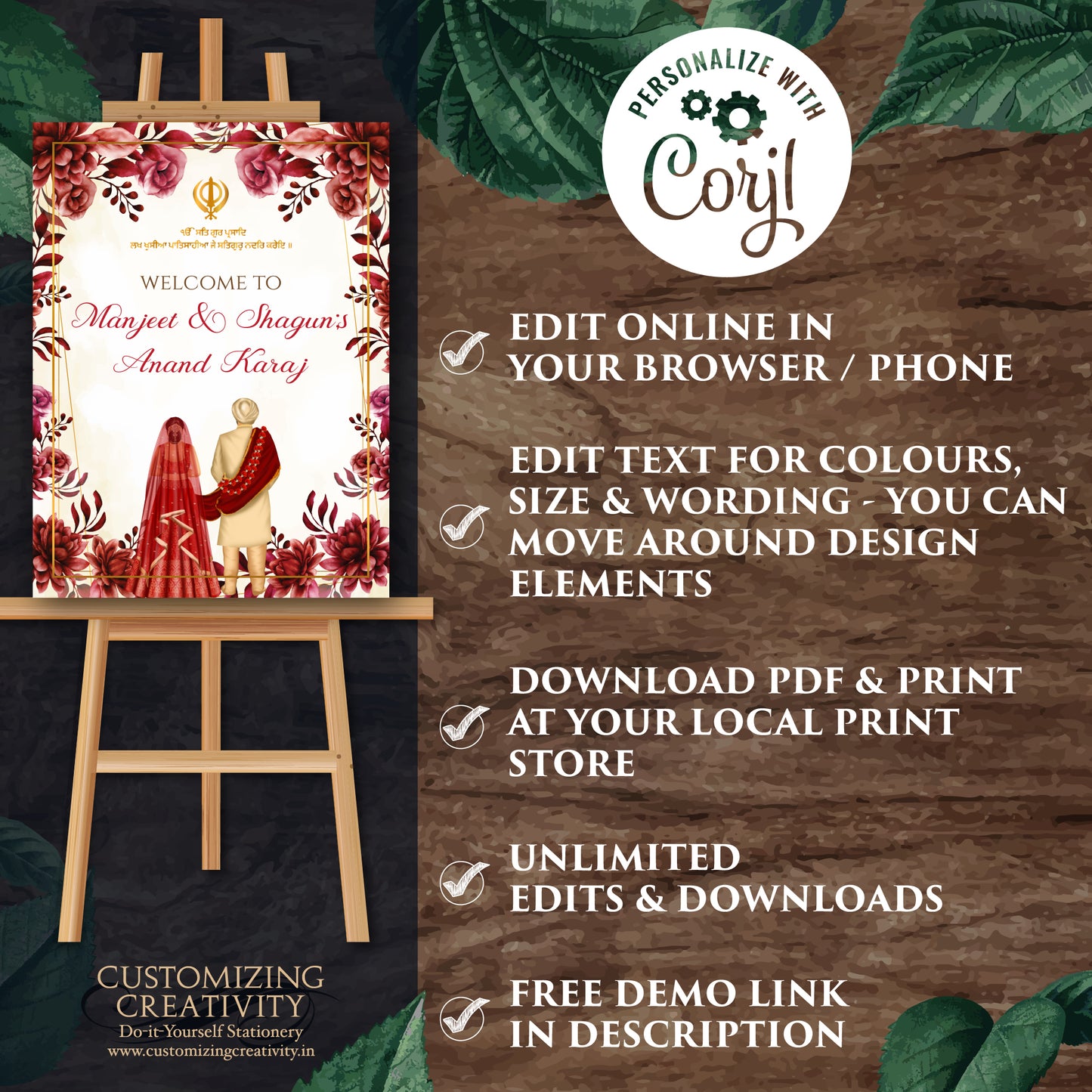 Anand Karaj welcome signs Punjabi Wedding Signs, Anand Karaj Signs & Sikh Wedding welcome Sign, Sikh Welcome signs as Punjabi Welcome Signs