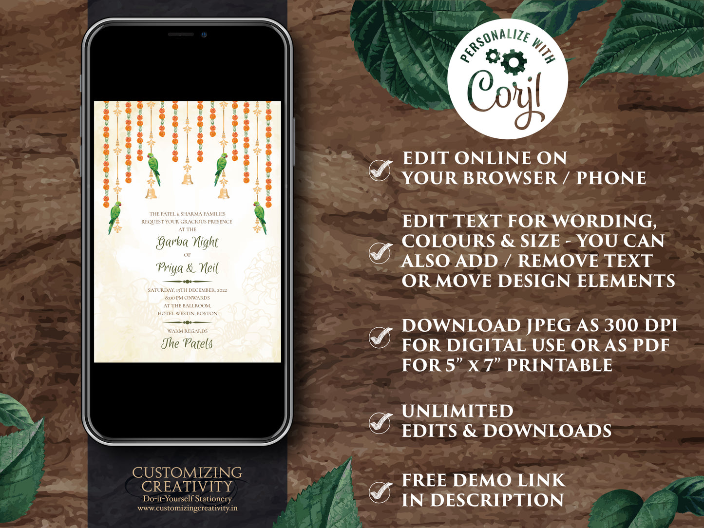 Marigold invitations Indian as Hindu Wedding card Gujrati, Gujarati Kankotri invites, Digital wedding card Hindu & Indian wedding invitation