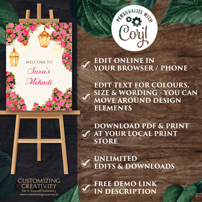 Mehendi decor Mendhi sign as Mehndi welcome signs, Mehndi posters & Mehendi Welcome Sign, Mehndi sign board as Mehendi sign, Mendhi welcome