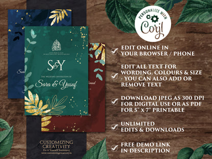 Nikkah invitation Pakistani Wedding invite Muslim, Digital Nikkah cards & Muslim Wedding Invitation Islamic, Muslim wedding cards Islamic