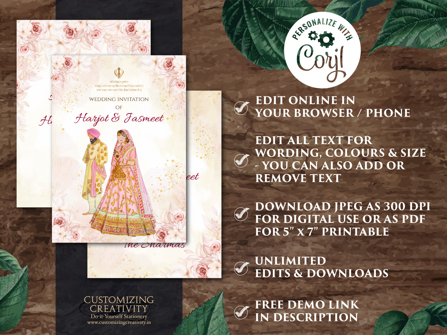 Sikh invitations as Sikh wedding card, Anand Karaj invitation & Sikh Wedding Invite Indian, Punjabi Wedding invite as Punjabi wedding card