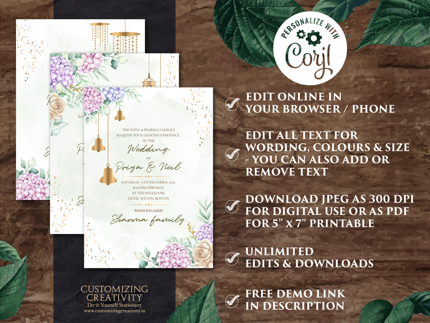Hindu invitations Wedding a Floral invitation cards Hindu wedding, Pastel Indian Invites, Floral Wedding Invite Indian & Sikh Wedding Invite