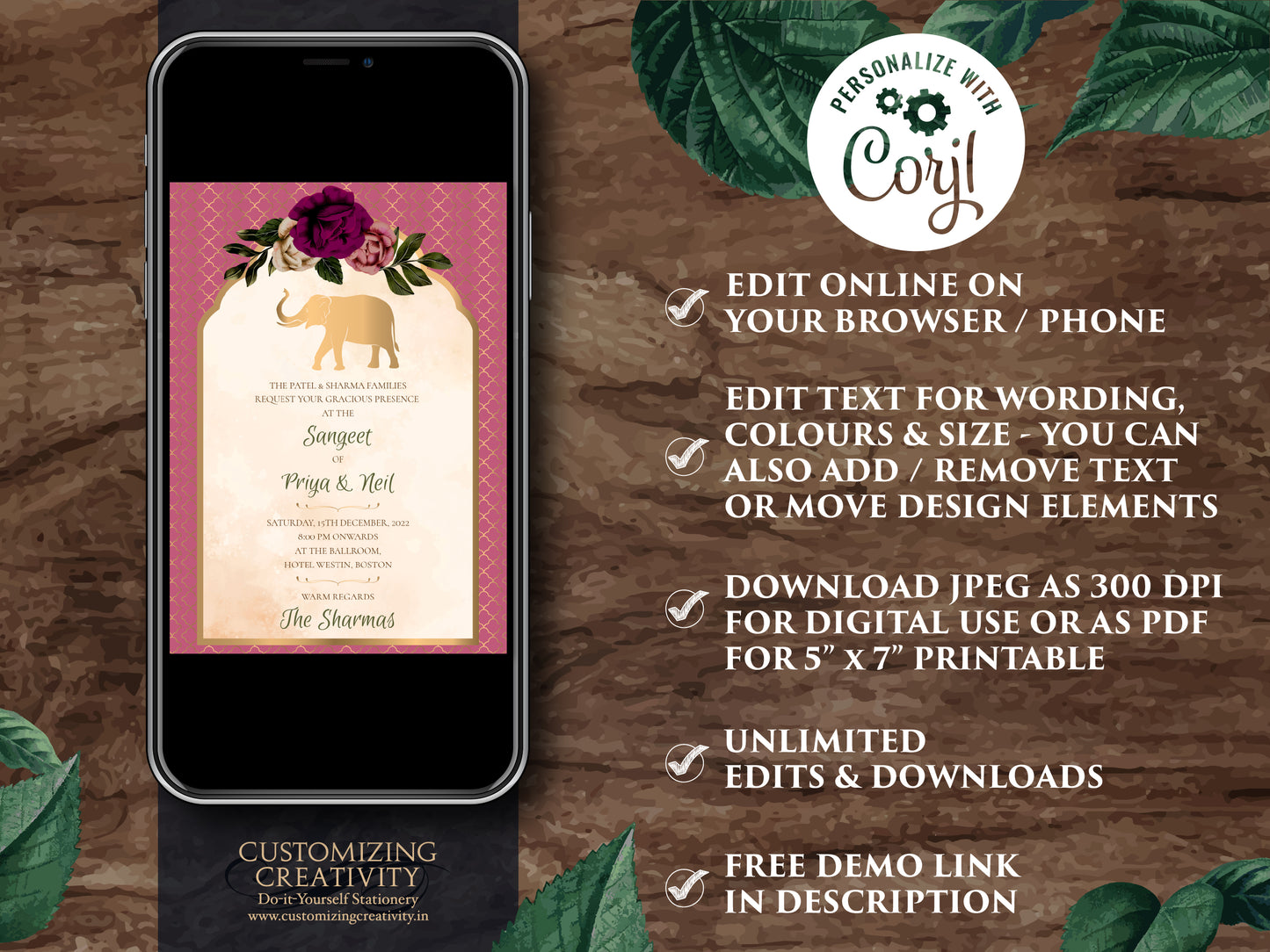 Indian Wedding Invitations as Elephant Wedding cards Floral, Wedding invites Elephant & Indian invitation Hindu wedding card, Indian Invites