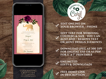 Indian Wedding Invitations as Elephant Wedding cards Floral, Wedding invites Elephant & Indian invitation Hindu wedding card, Indian Invites