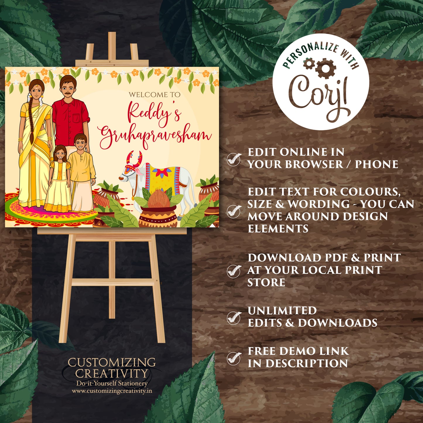 Gruhapravesam Welcome sign Indian Housewarming sign, Grihapravesh Welcome sign & Gruhapravesam signs, Indian Housewarming welcome signs