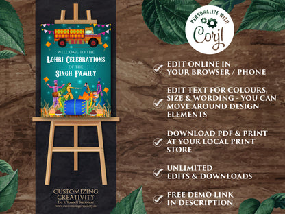Lohri Welcome Signs & Lohri posters, Lohri decoration as Welcome to Lohri Sign, Lohri Party signs as Welcome Lohri signs, Lohri decor signs