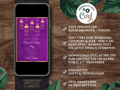 Hindu invitations Indian Wedding card Hindu & Hindu Wedding Digital Invite, Indian Wedding invitation cards Hindu as Hindu invite templates