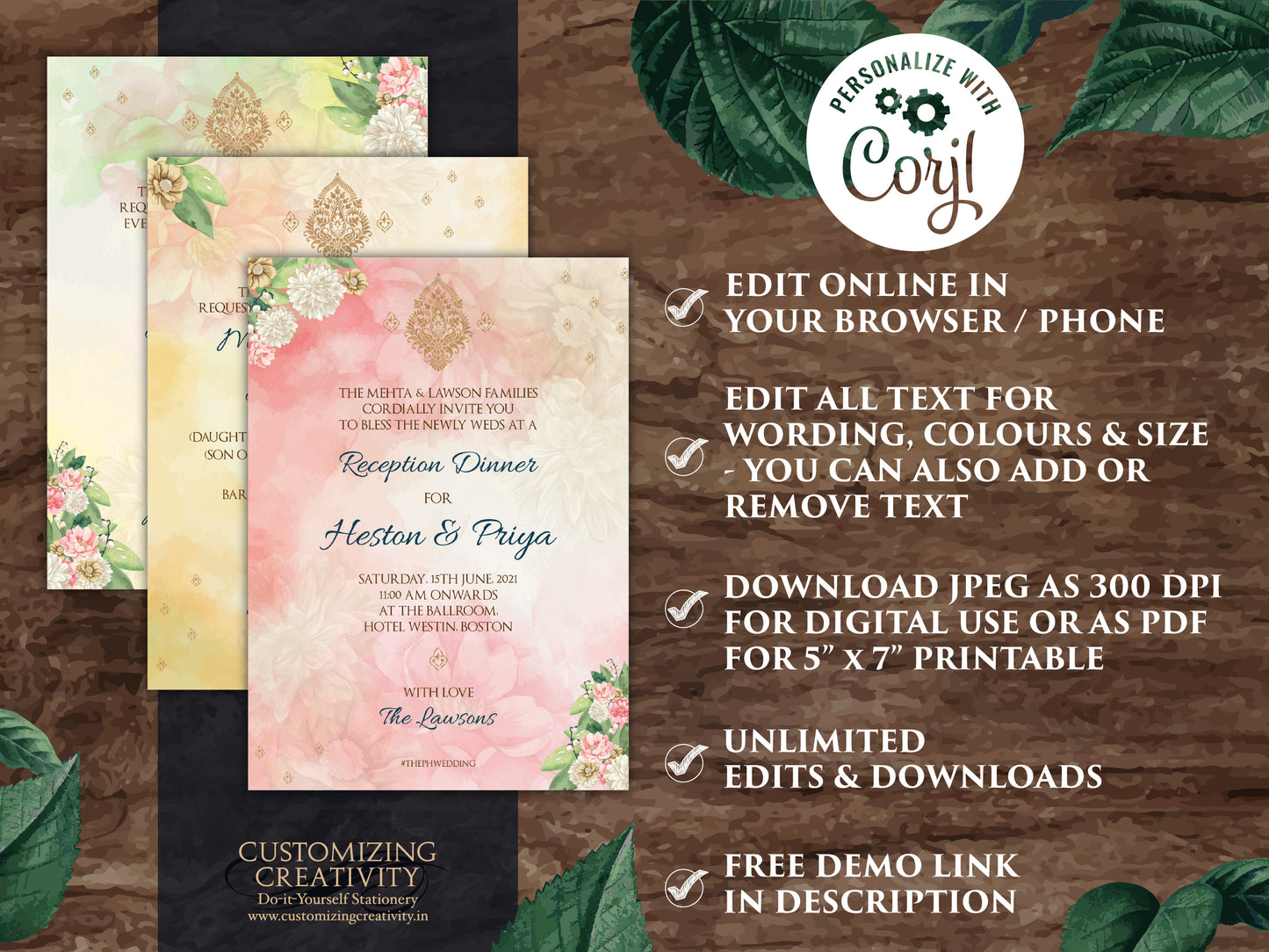 Sikh Wedding invitations as Punjabi Wedding invitations, Digital Punjabi Invites Electronic Indian & Anand Karaj Ceremony Gurudwara invites